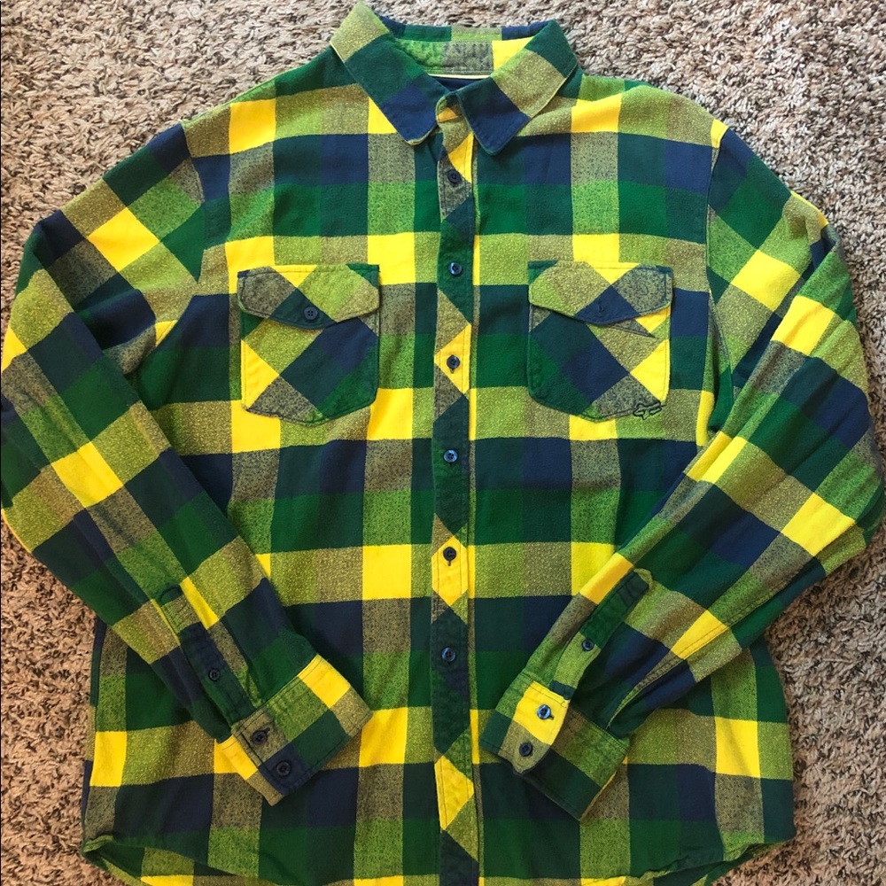 Fox Racing Green/Yellow/Blue Flannel. XL